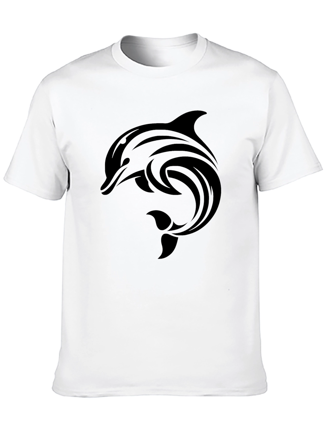 Black Dolphin Graphic Tee - Stylish Crew Neck