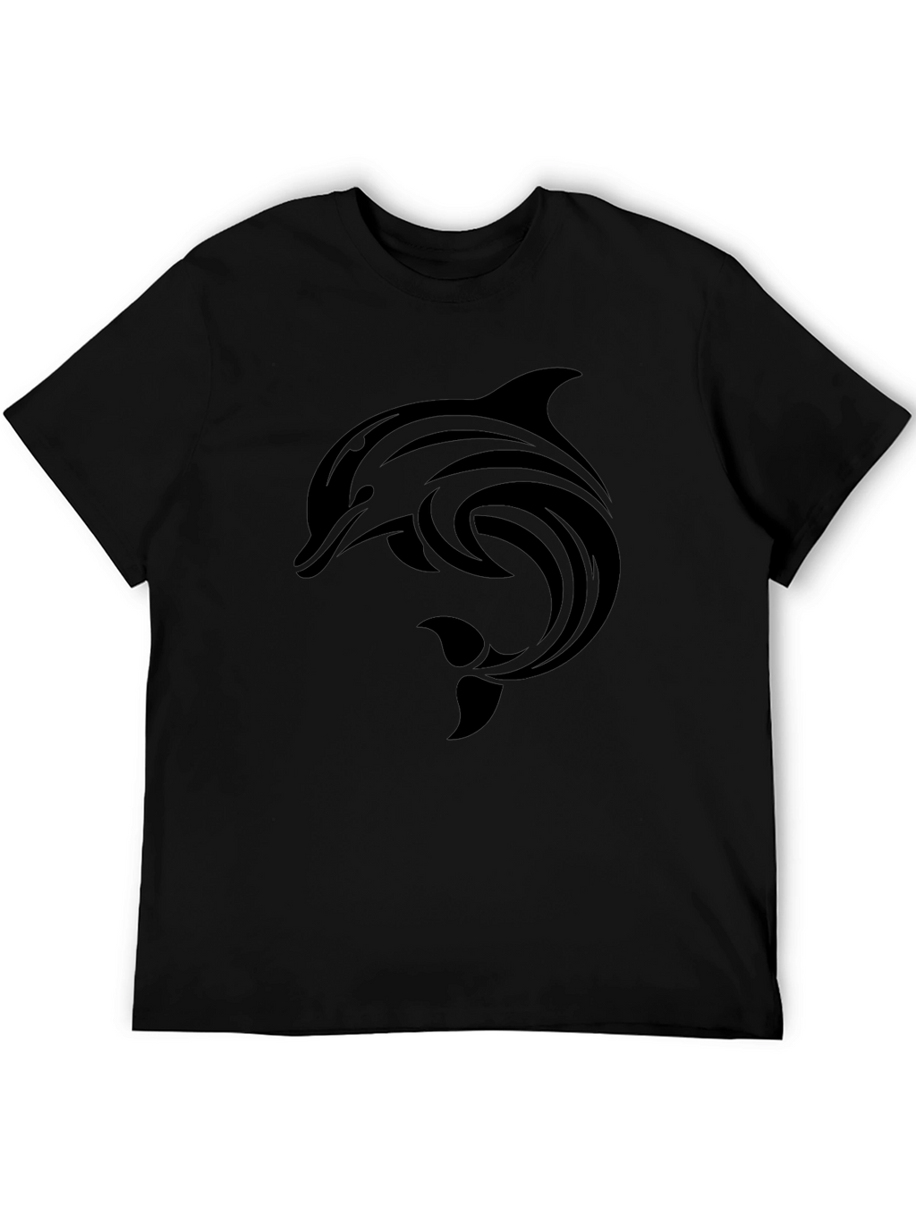 Black Dolphin Graphic Tee - Stylish Crew Neck