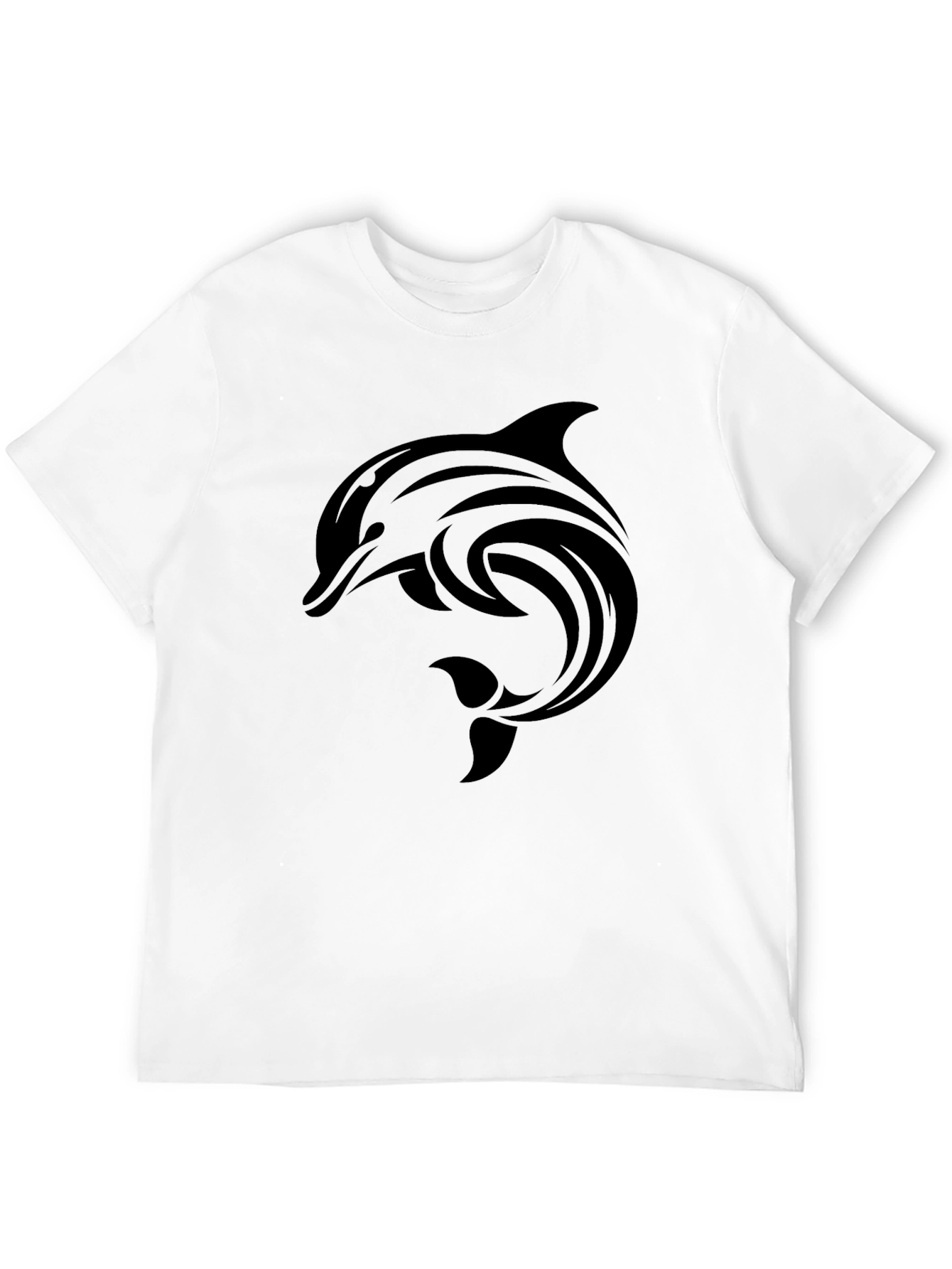 Black Dolphin Graphic Tee - Stylish Crew Neck