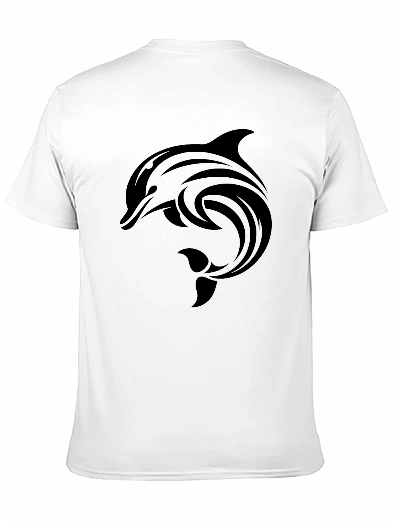 Black Dolphin Graphic Tee - Stylish Crew Neck