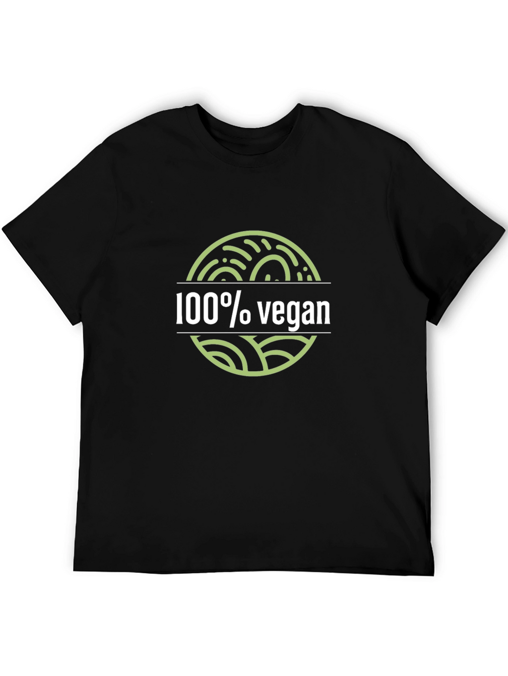 100% Vegan Graphic Tee - Black Crew Neck