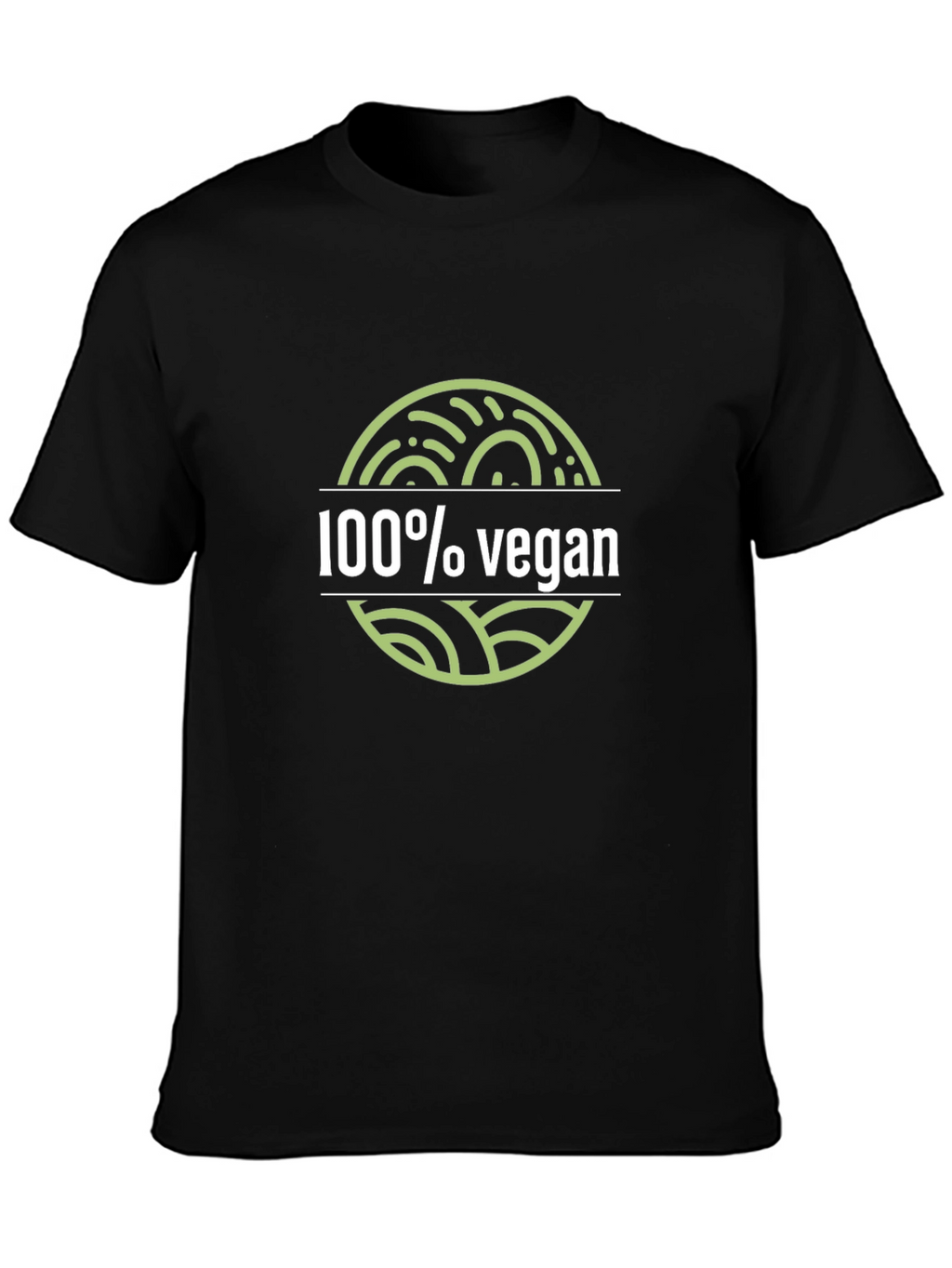 100% Vegan Graphic Tee - Black Crew Neck