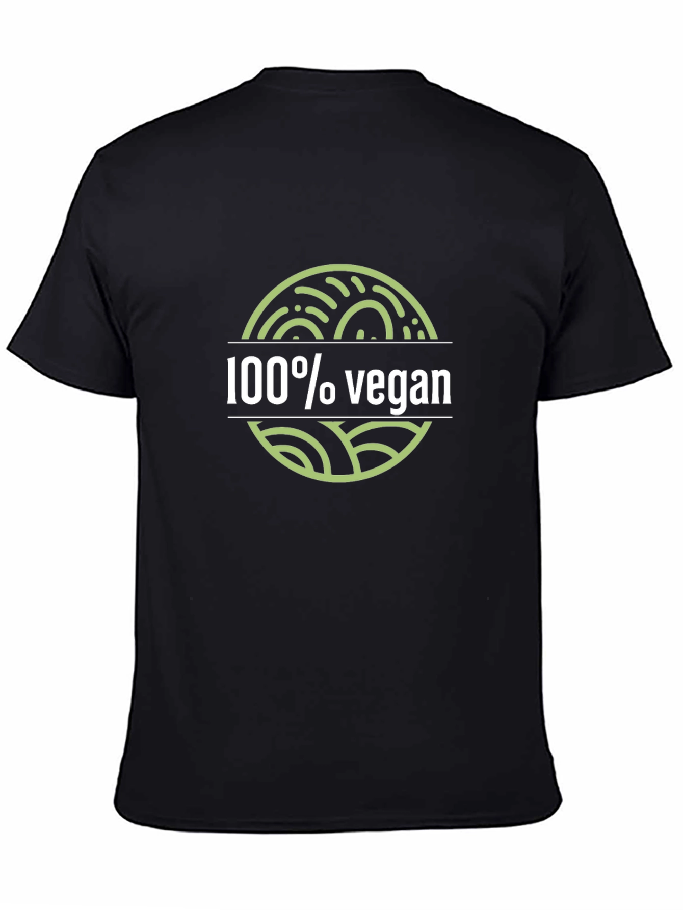 100% Vegan Graphic Tee - Black Crew Neck