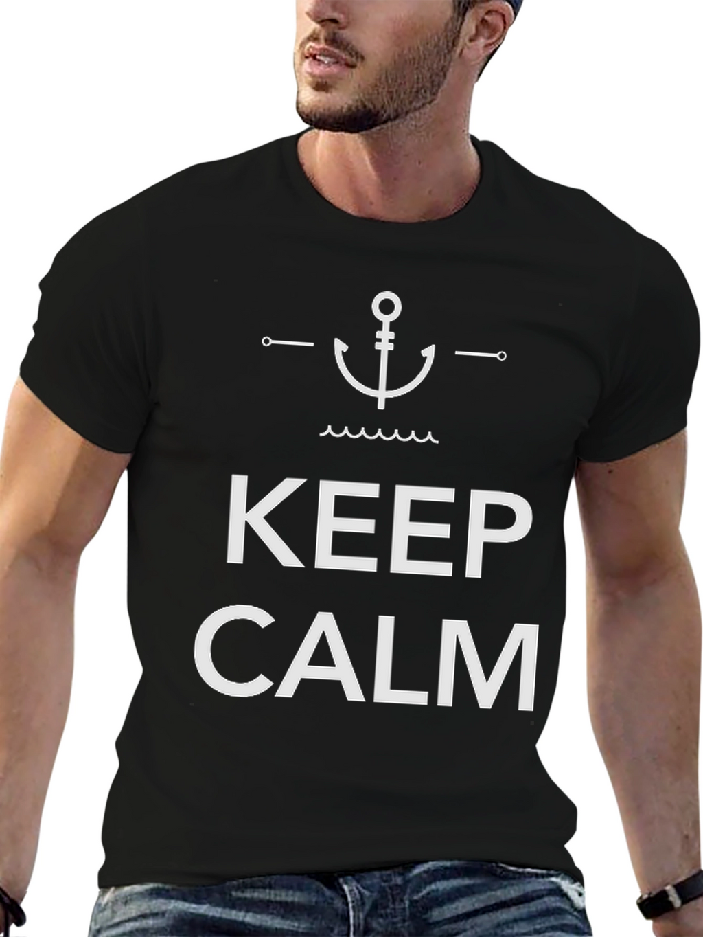 Keep Calm Anchor Graphic Black T-Shirt