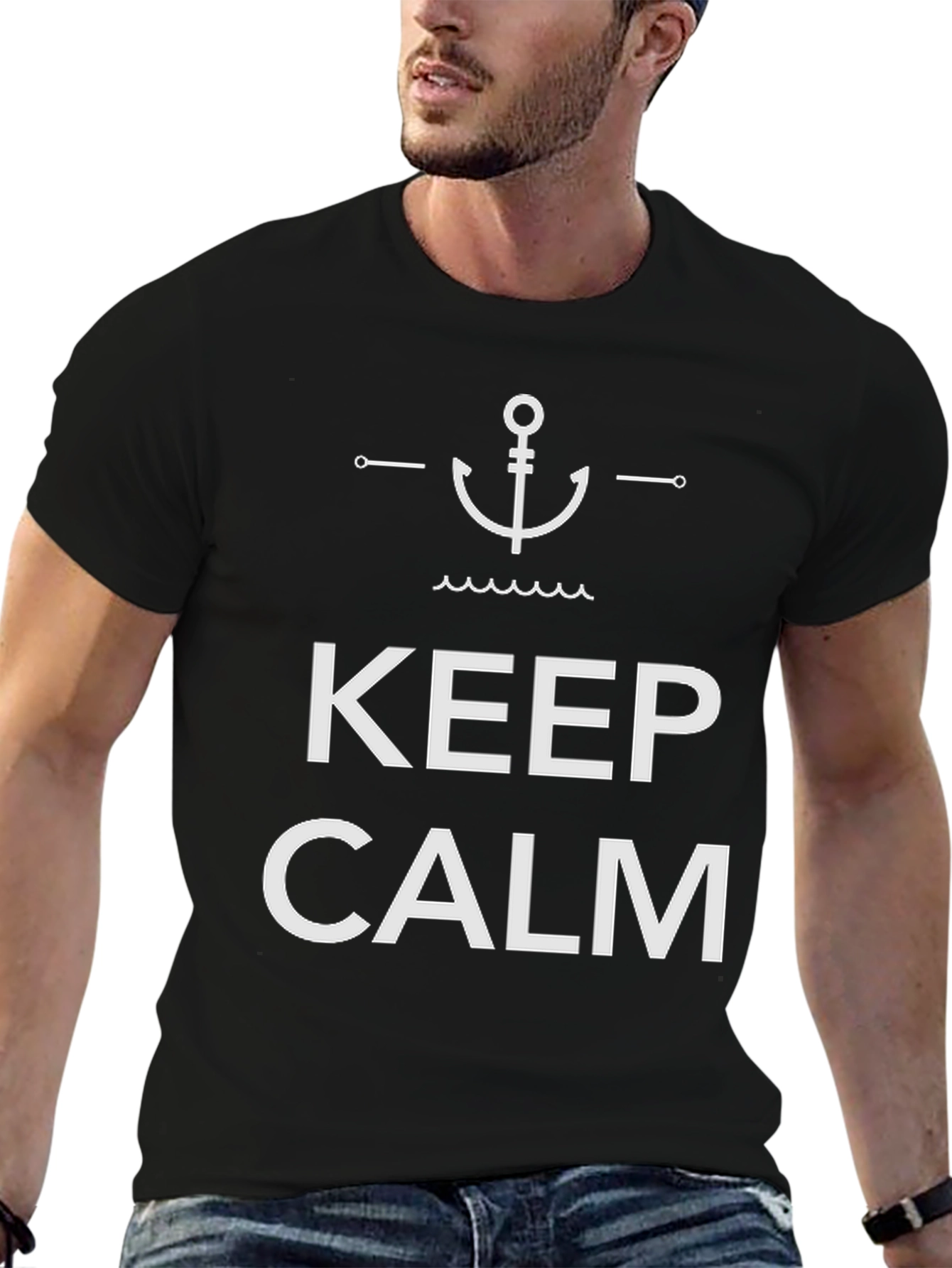 Keep Calm Anchor Graphic Black T-Shirt