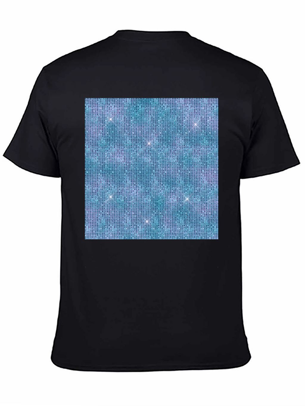 Aqua Glitter Pattern Black T-Shirt