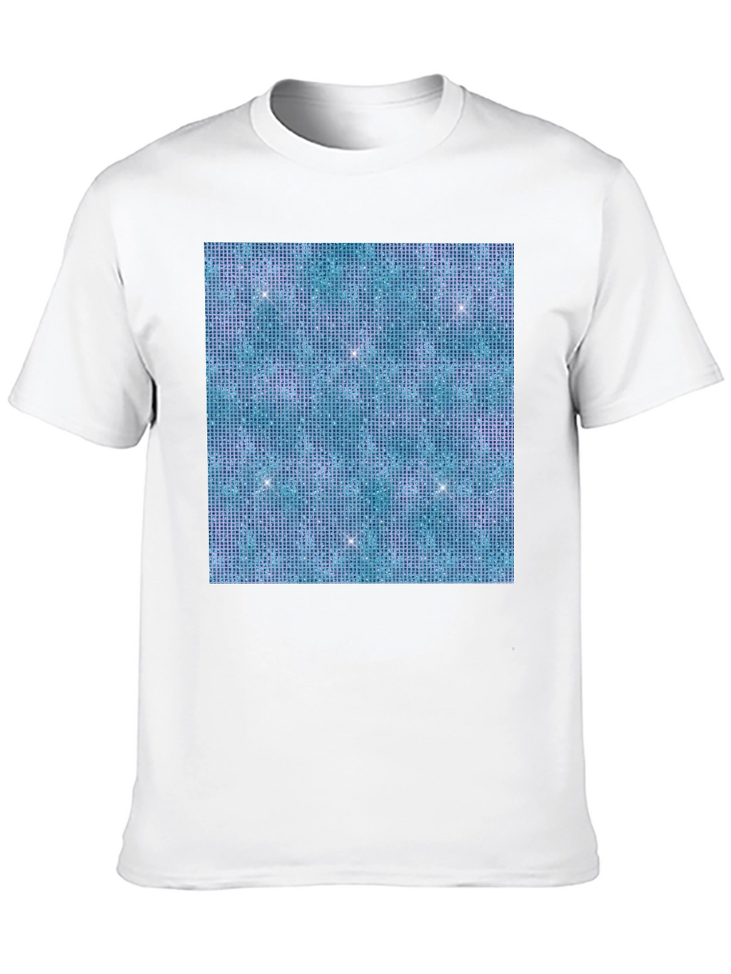Aqua Glitter Pattern Black T-Shirt