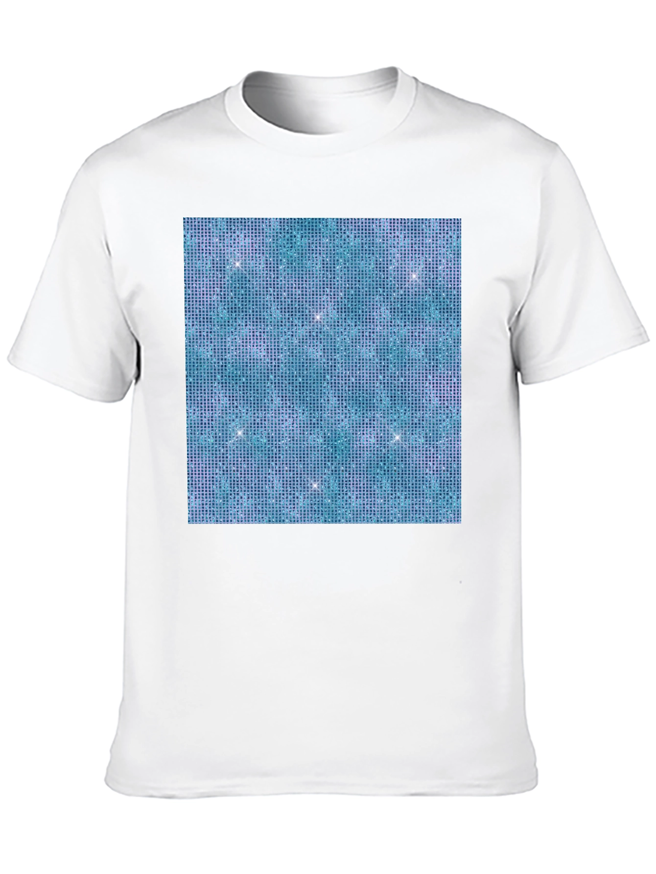 Aqua Glitter Pattern Black T-Shirt