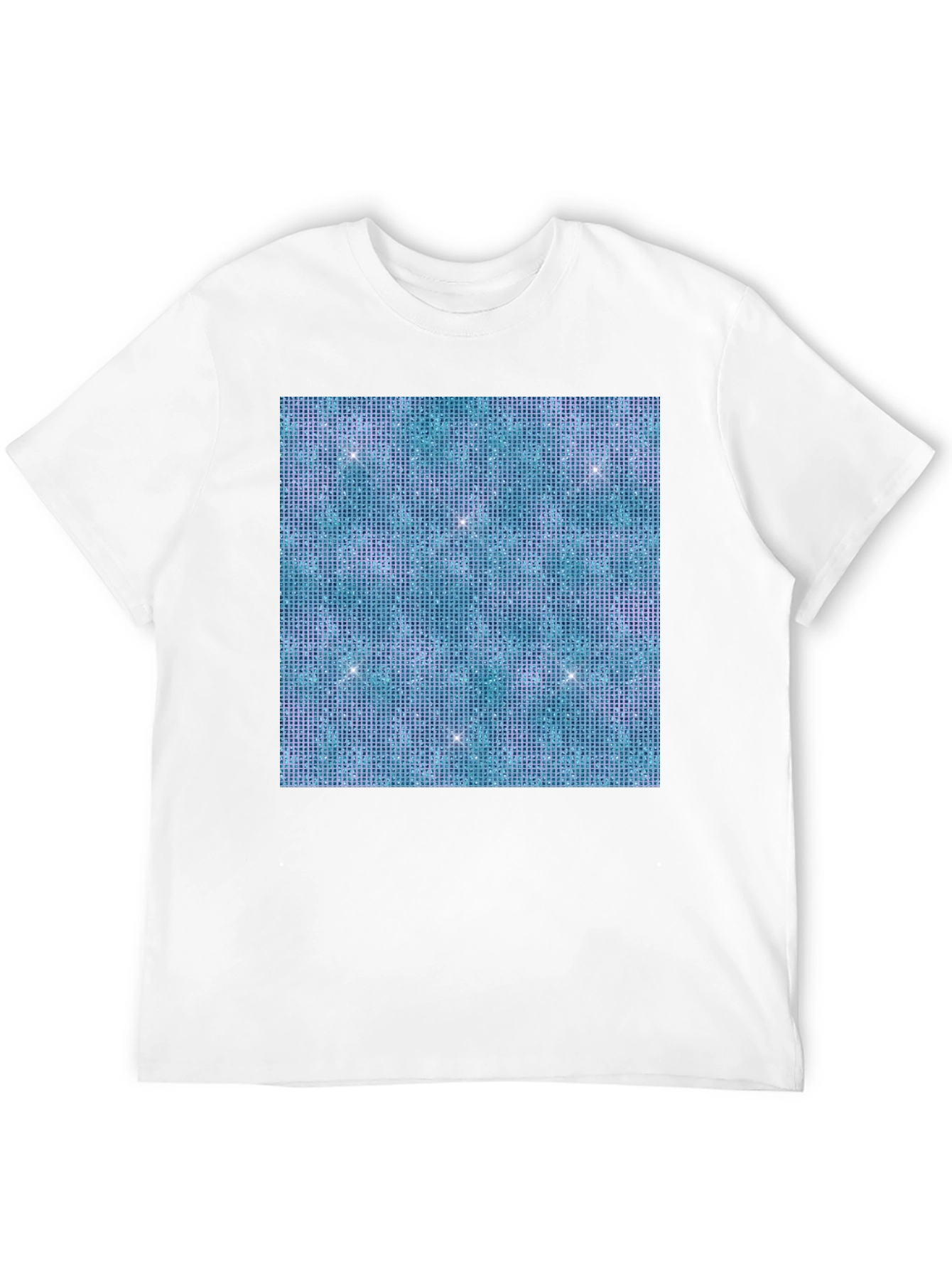 Aqua Glitter Pattern Black T-Shirt