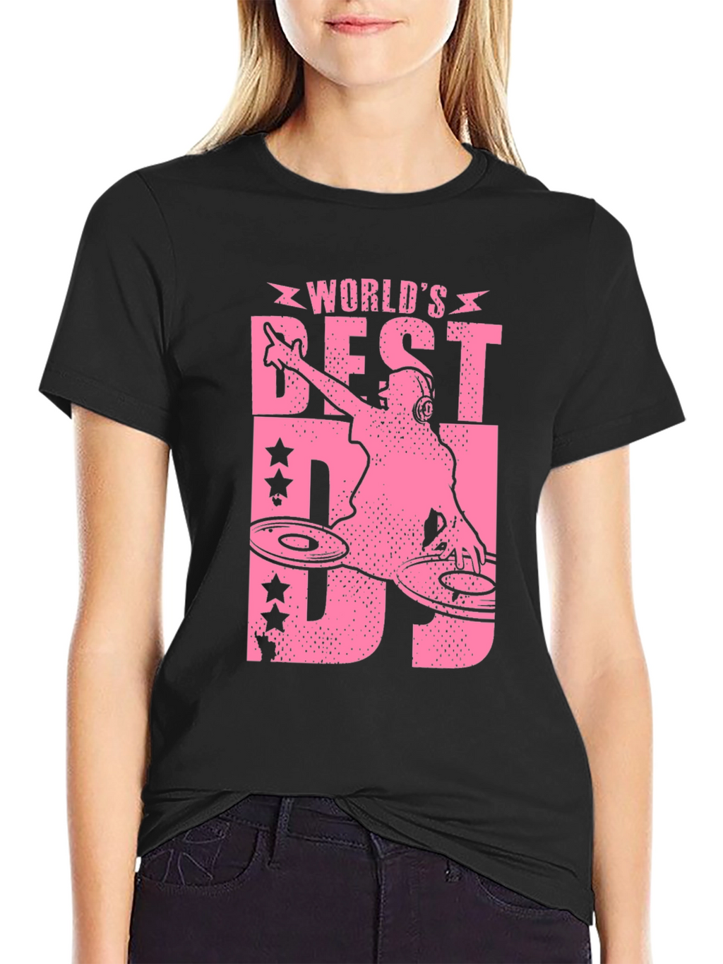 Worlds Best DJ Graphic T-Shirt - Pink Design