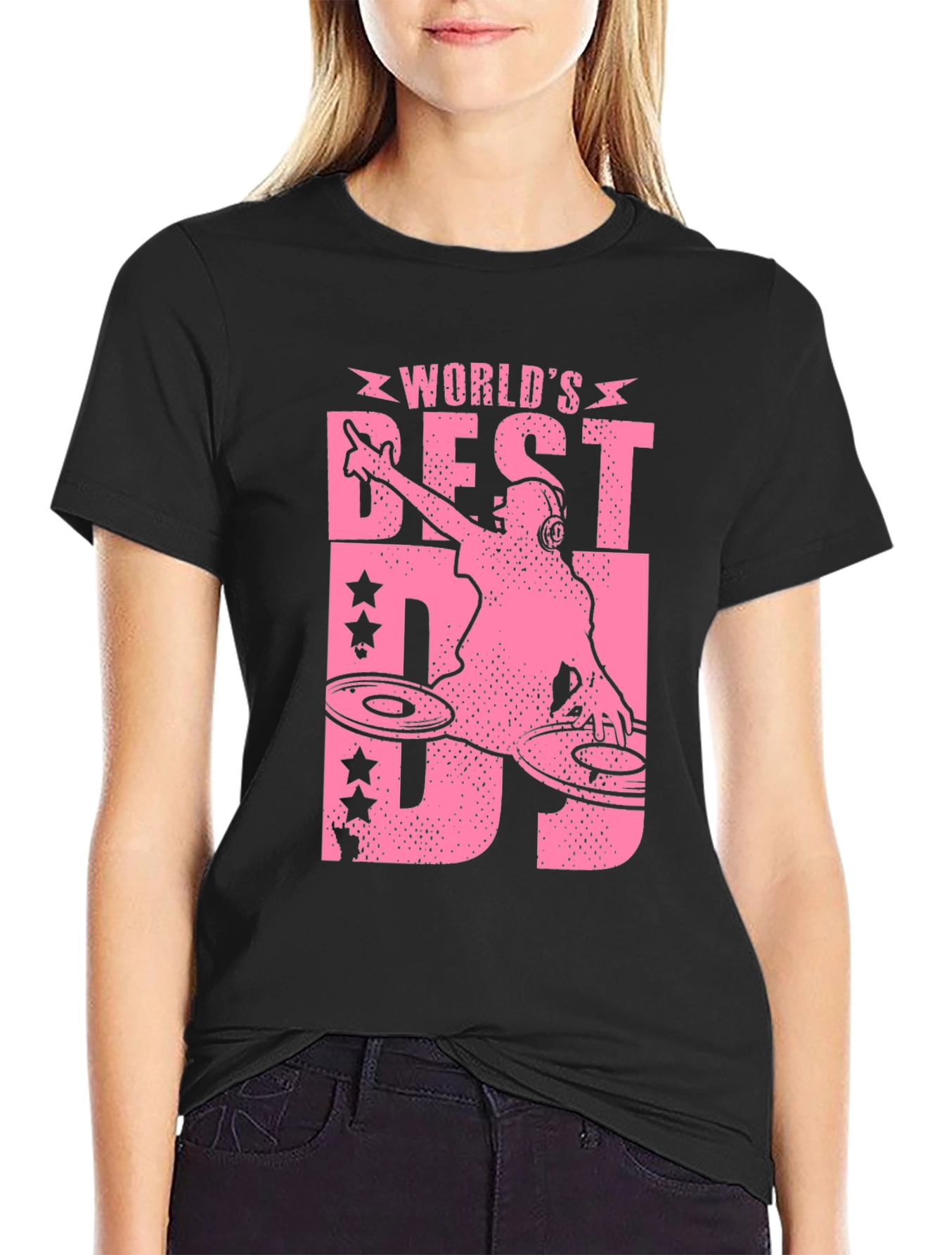 Worlds Best DJ Graphic T-Shirt - Pink Design