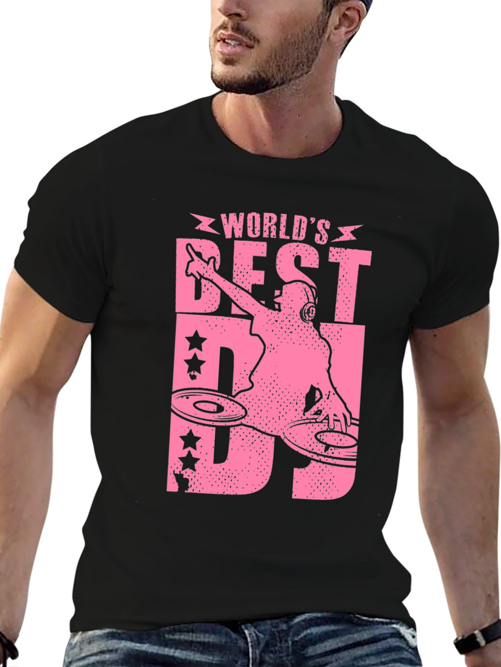Worlds Best DJ Graphic T-Shirt - Pink Design