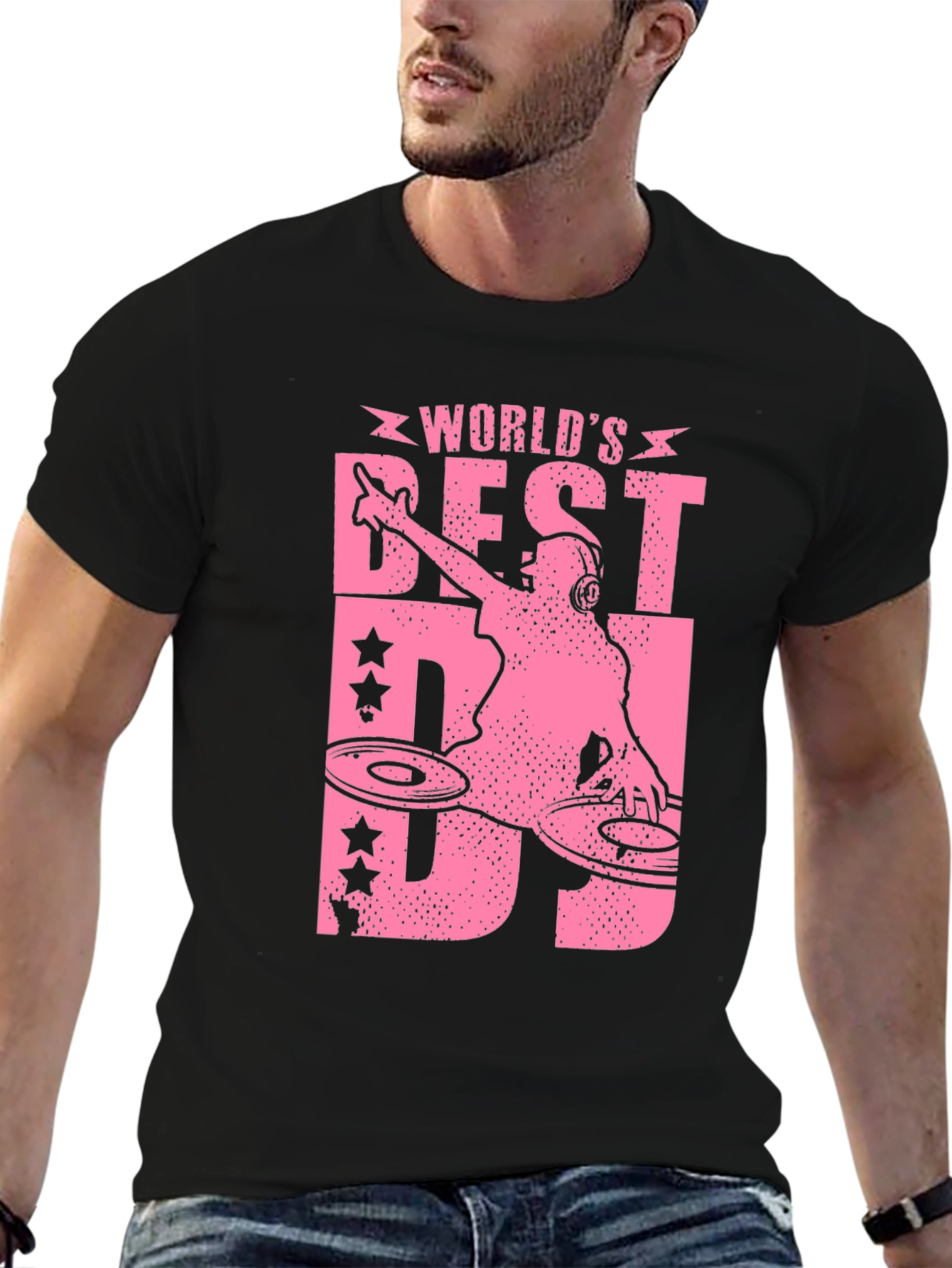 Worlds Best DJ Graphic T-Shirt - Pink Design