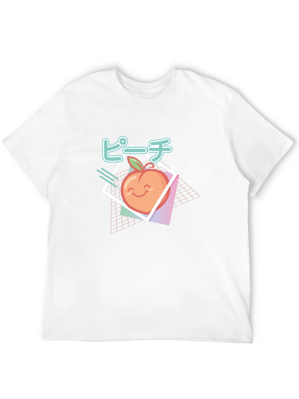 Retro Peach Graphic Tee - Black Cotton T-Shirt