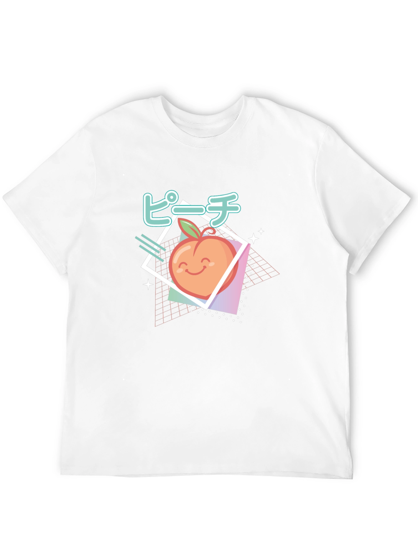 Retro Peach Graphic Tee - Black Cotton T-Shirt