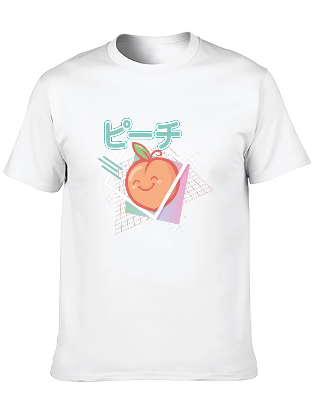 Retro Peach Graphic Tee - Black Cotton T-Shirt