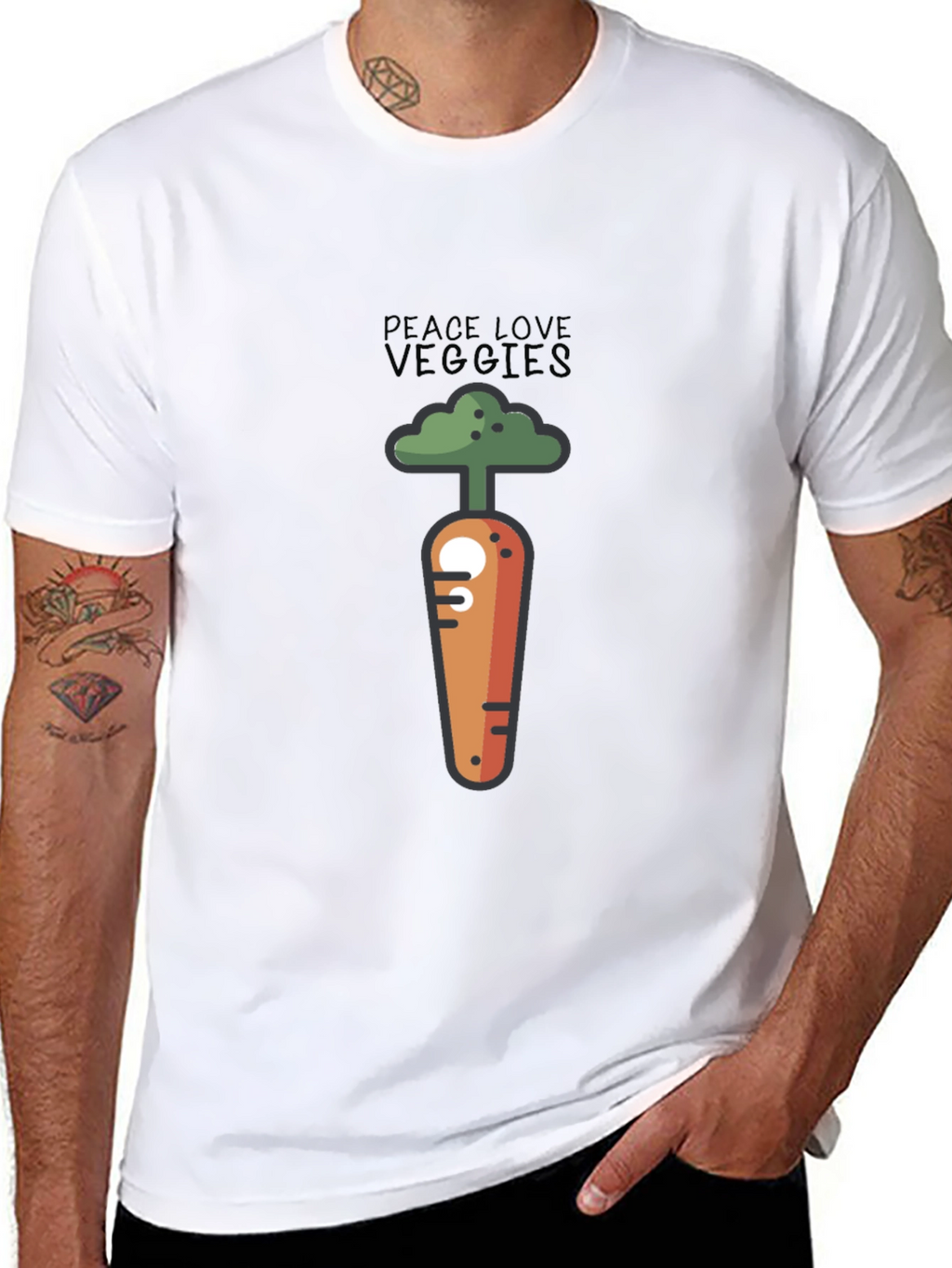 Peace Love Veggies Graphic T-Shirt - Black