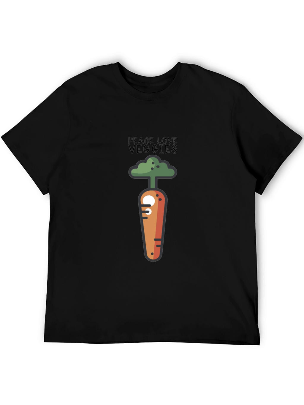 Peace Love Veggies Graphic T-Shirt - Black