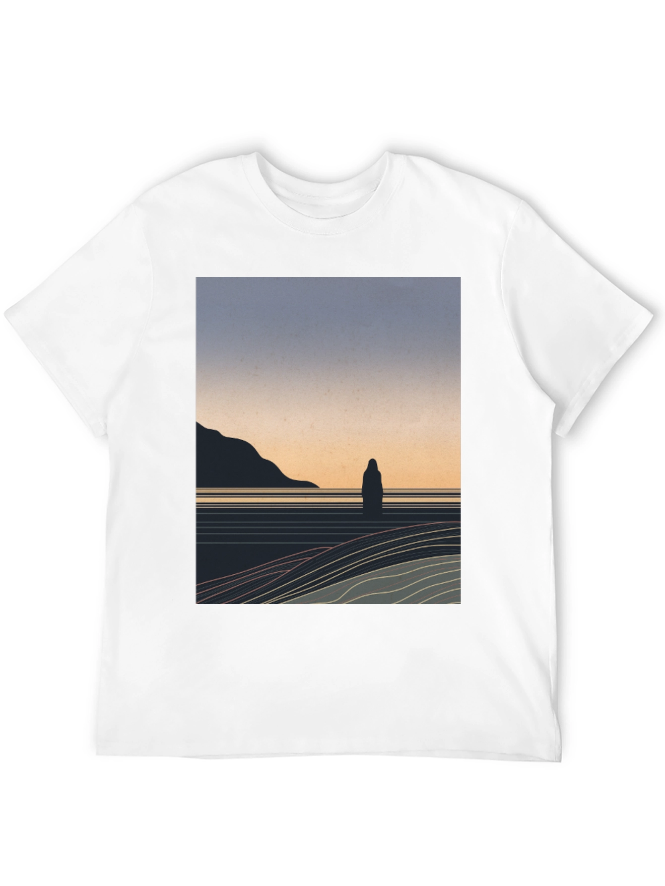 Minimalist Landscape Graphic T-Shirt - Black