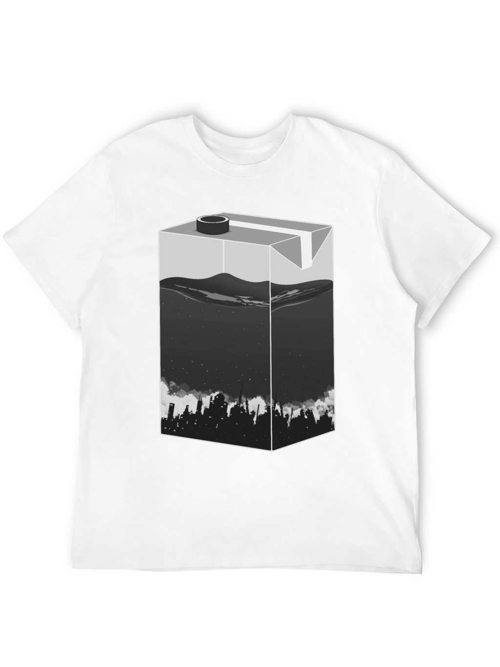 Urban T-Shirt: Milk Carton Cityscape Design