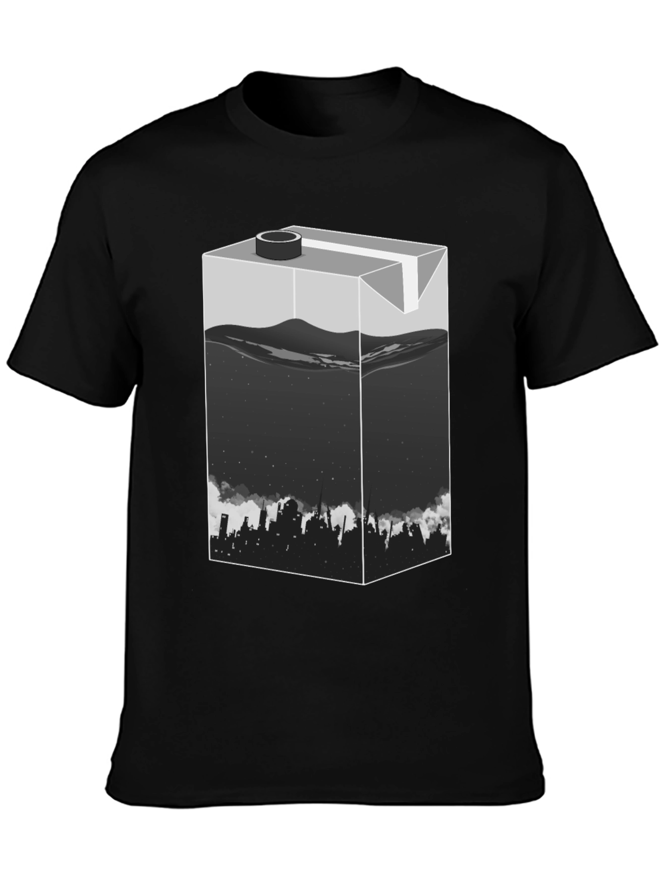 Urban T-Shirt: Milk Carton Cityscape Design
