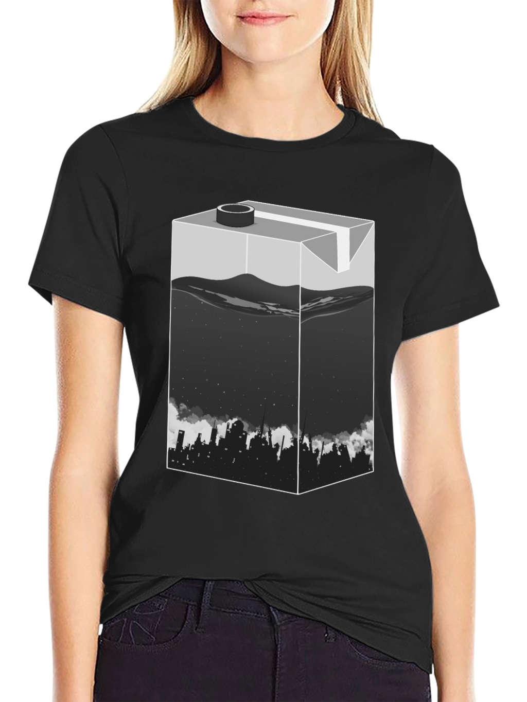 Urban T-Shirt: Milk Carton Cityscape Design