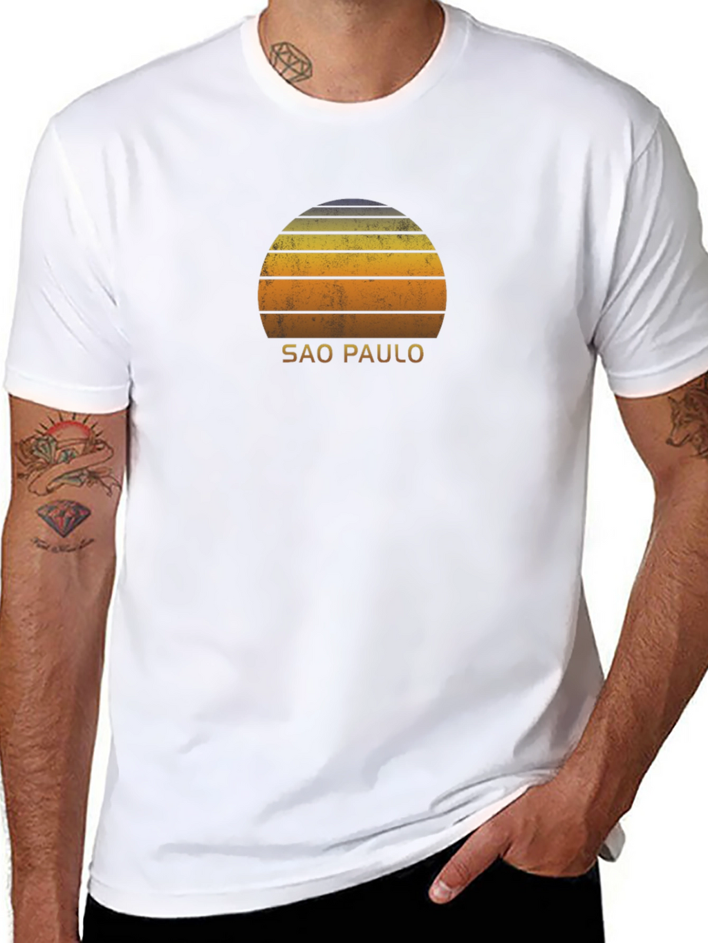 Sao Paulo Retro Sunset Graphic T-Shirt - Black
