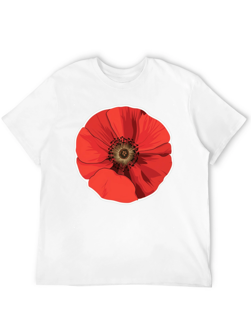 Poppy Flower Graphic Black T-Shirt