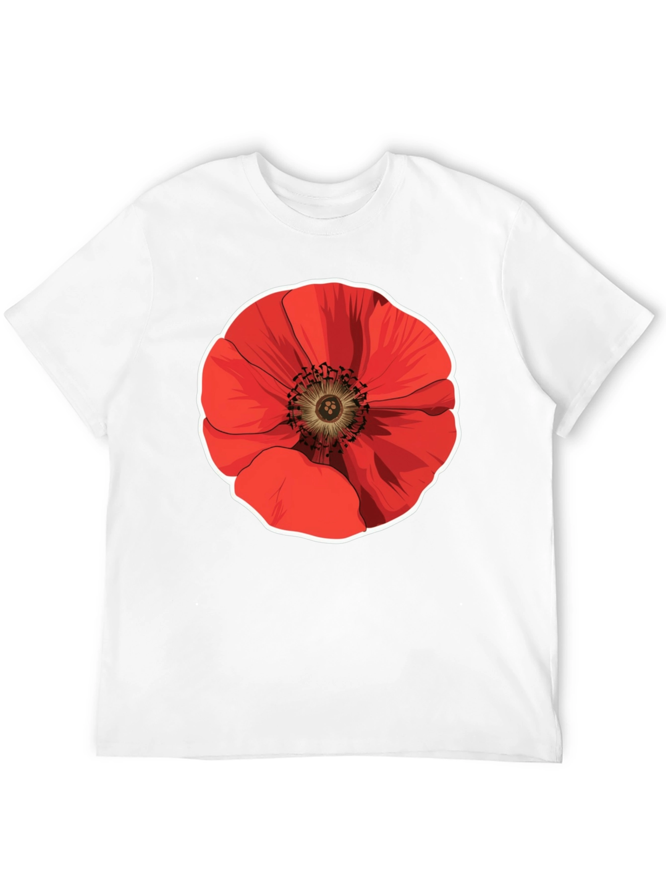 Poppy Flower Graphic Black T-Shirt