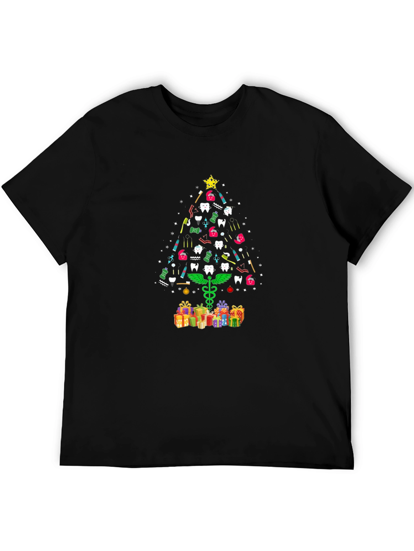 Dental Christmas Tree Black T-Shirt