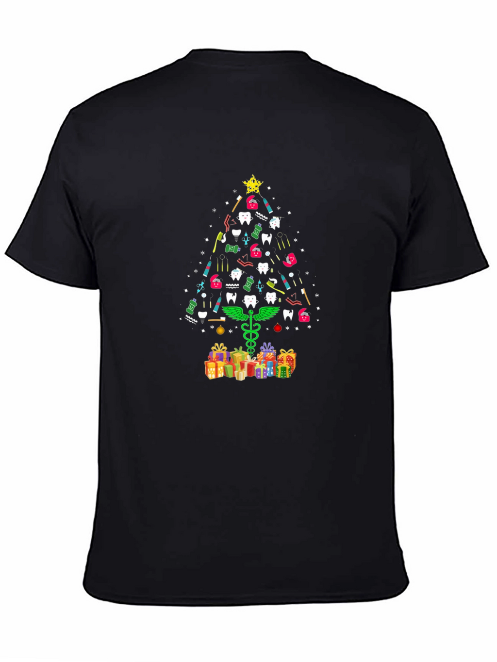 Dental Christmas Tree Black T-Shirt