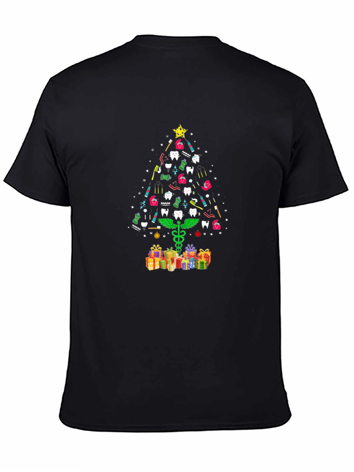 Dental Christmas Tree Black T-Shirt