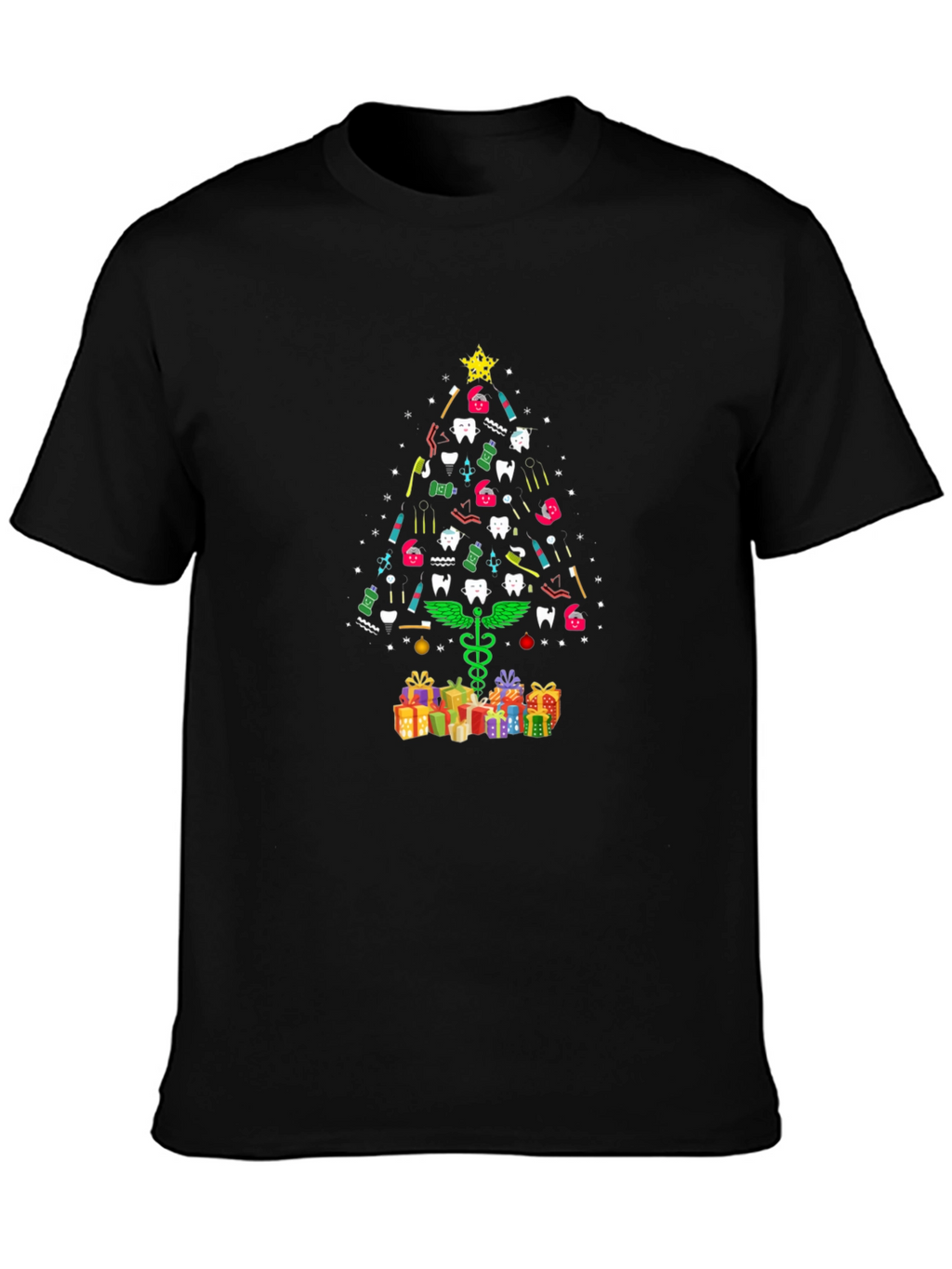 Dental Christmas Tree Black T-Shirt