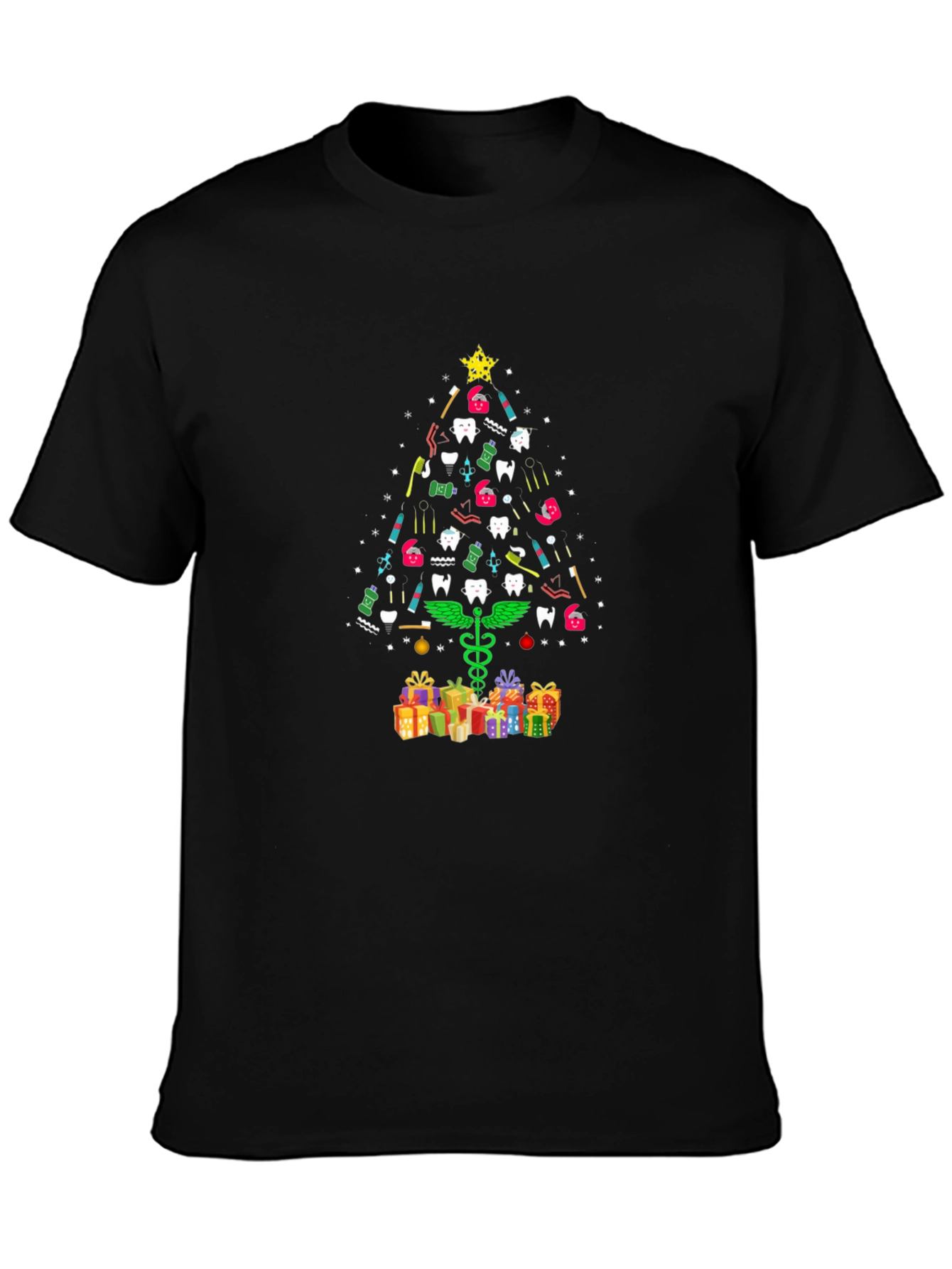 Dental Christmas Tree Black T-Shirt