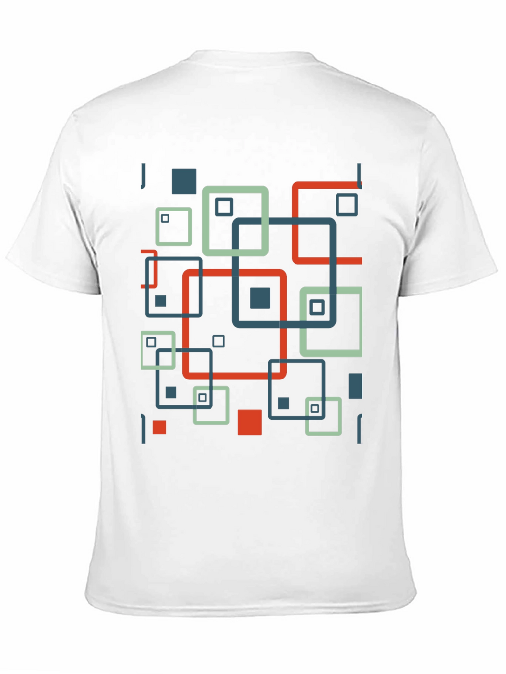 Geometric Square Pattern Black T-Shirt