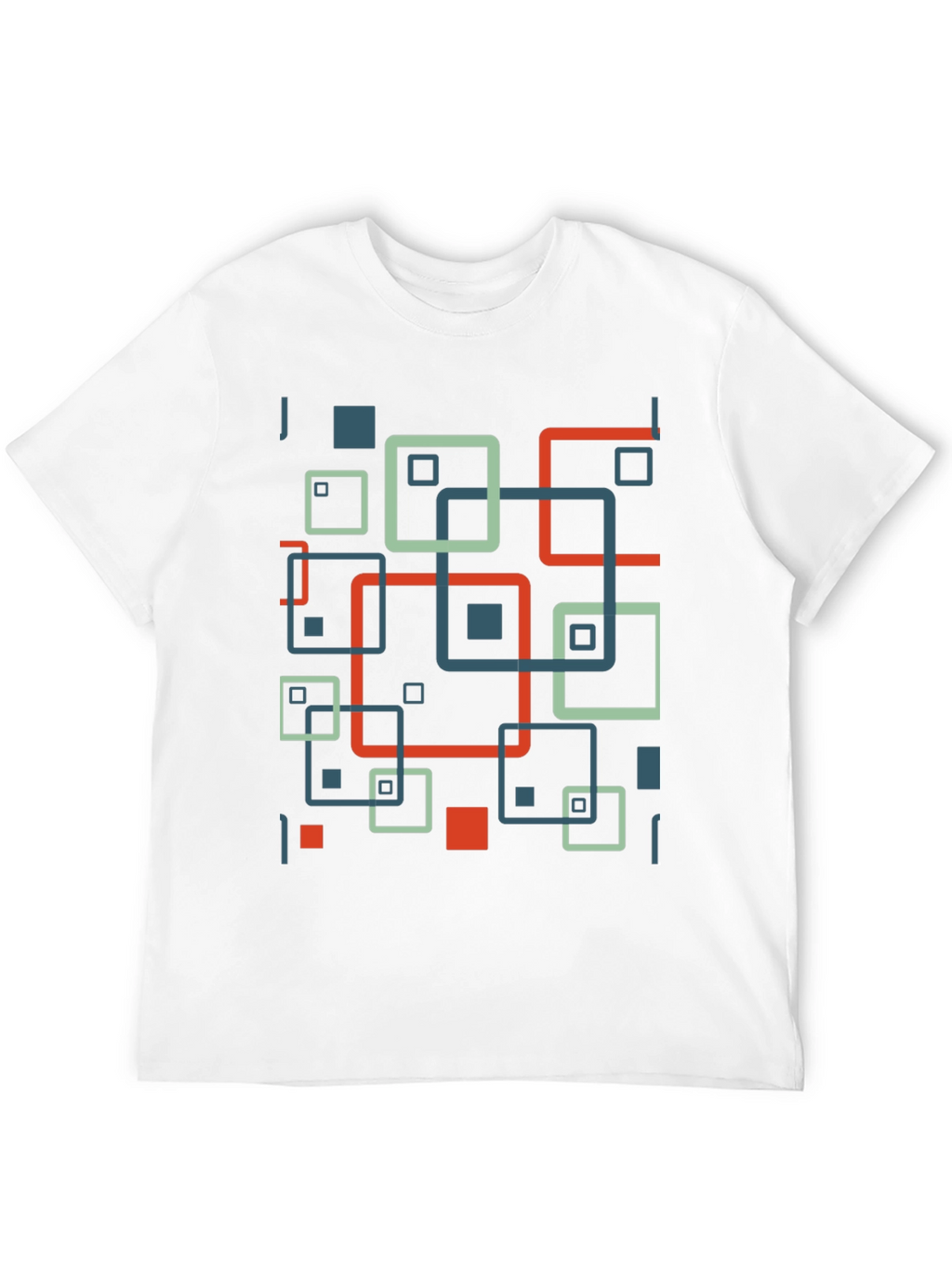Geometric Square Pattern Black T-Shirt