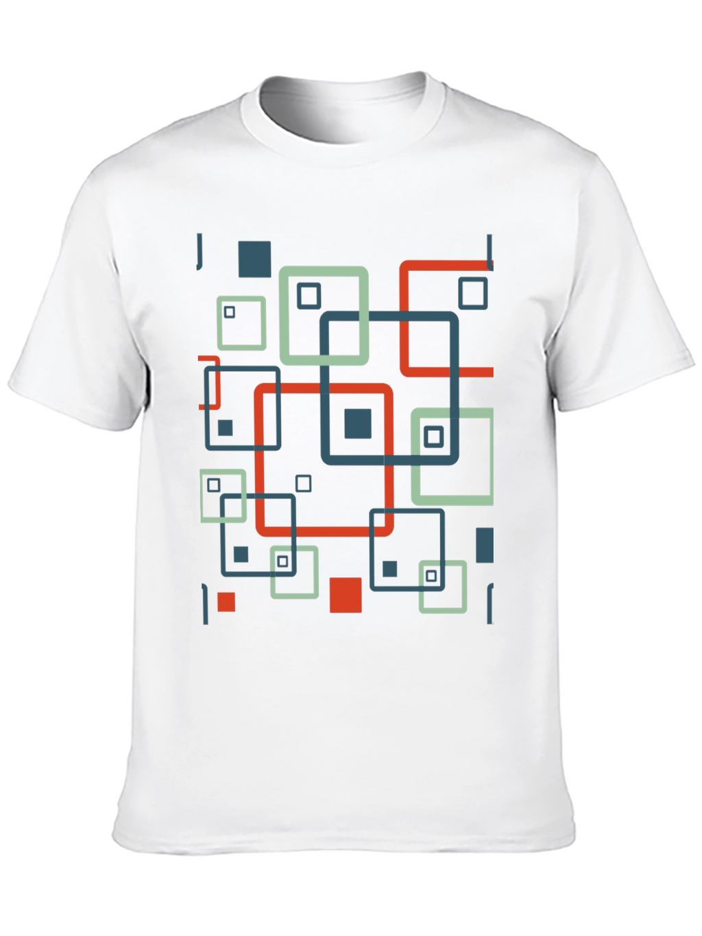 Geometric Square Pattern Black T-Shirt