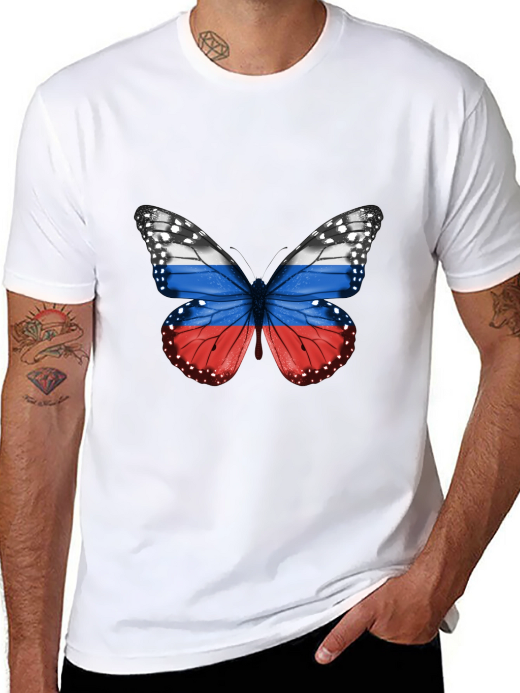 Russian Flag Butterfly Graphic Tee