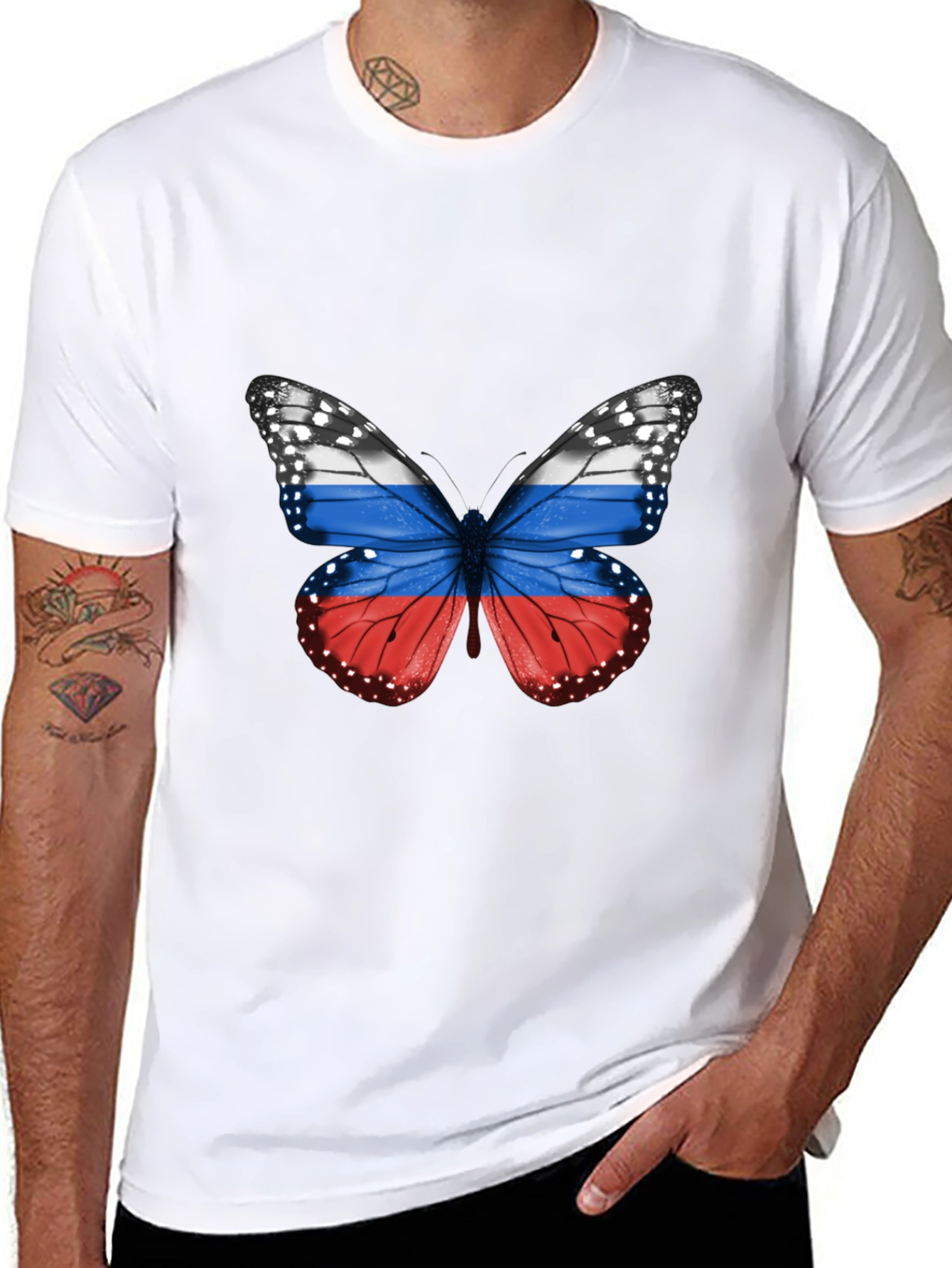 Russian Flag Butterfly Graphic Tee