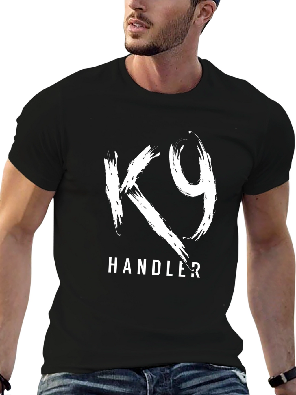 K9 Handler Graphic T-Shirt - Black Cotton Tee