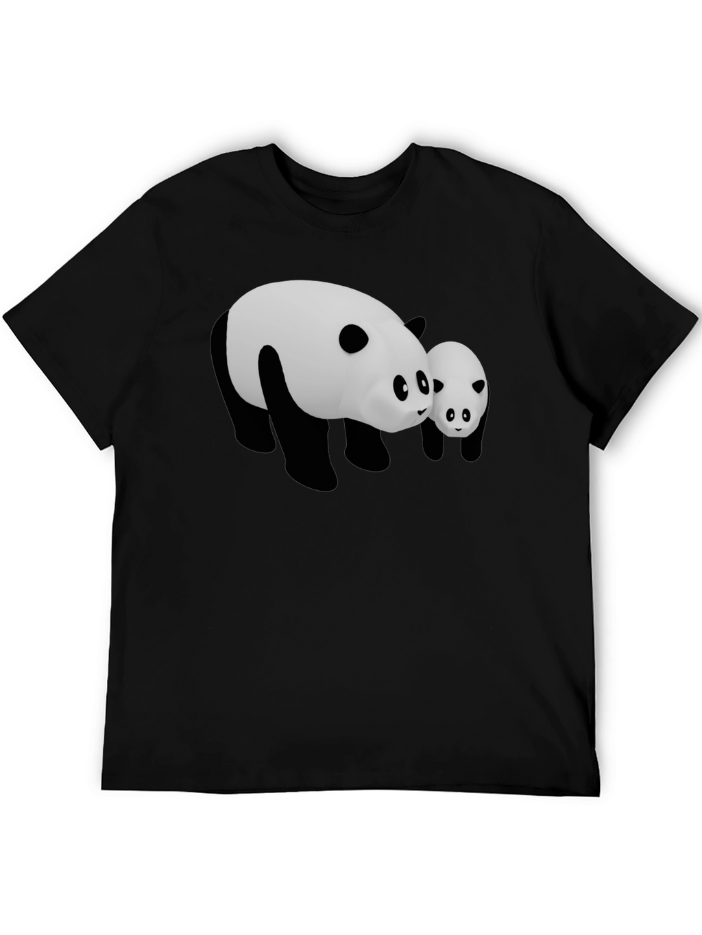 Cute Panda Bear Graphic Black T-Shirt