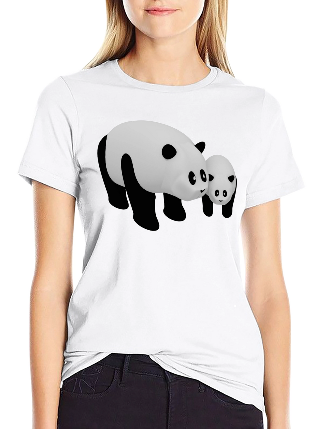 Cute Panda Bear Graphic Black T-Shirt