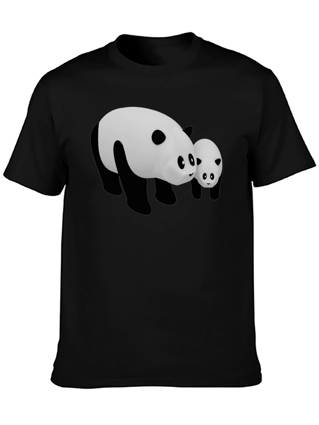 Cute Panda Bear Graphic Black T-Shirt