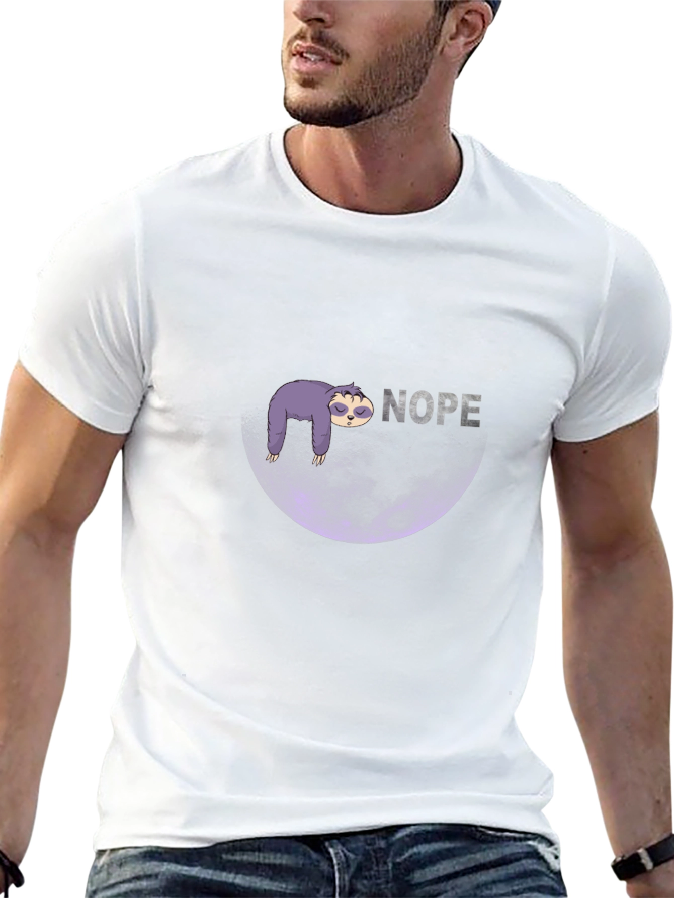 Nope Sloth Graphic Tee - Lazy Moon T-Shirt