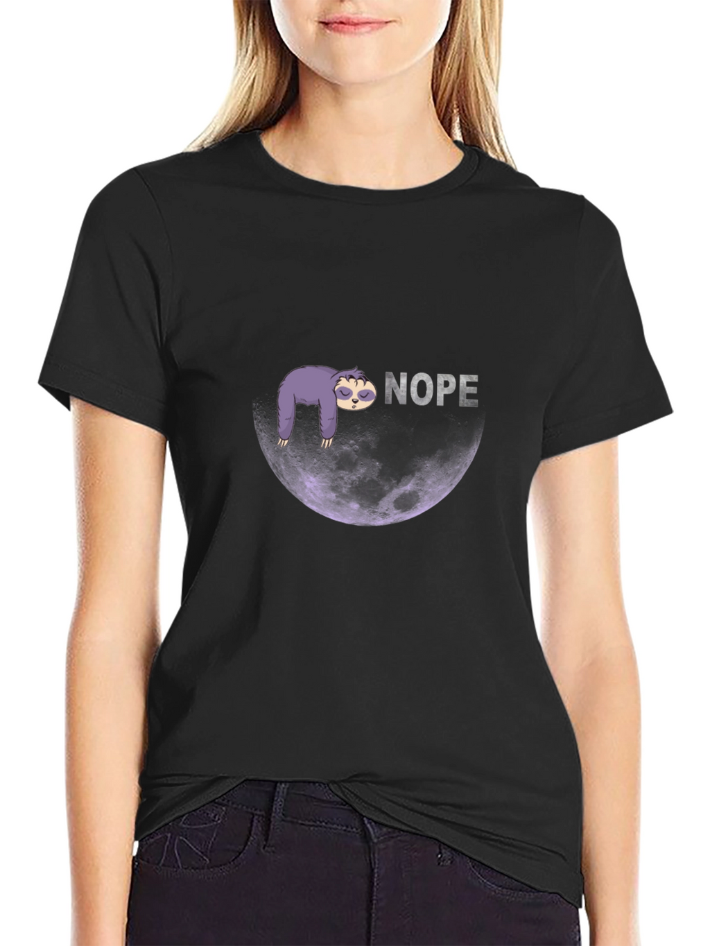 Nope Sloth Graphic Tee - Lazy Moon T-Shirt