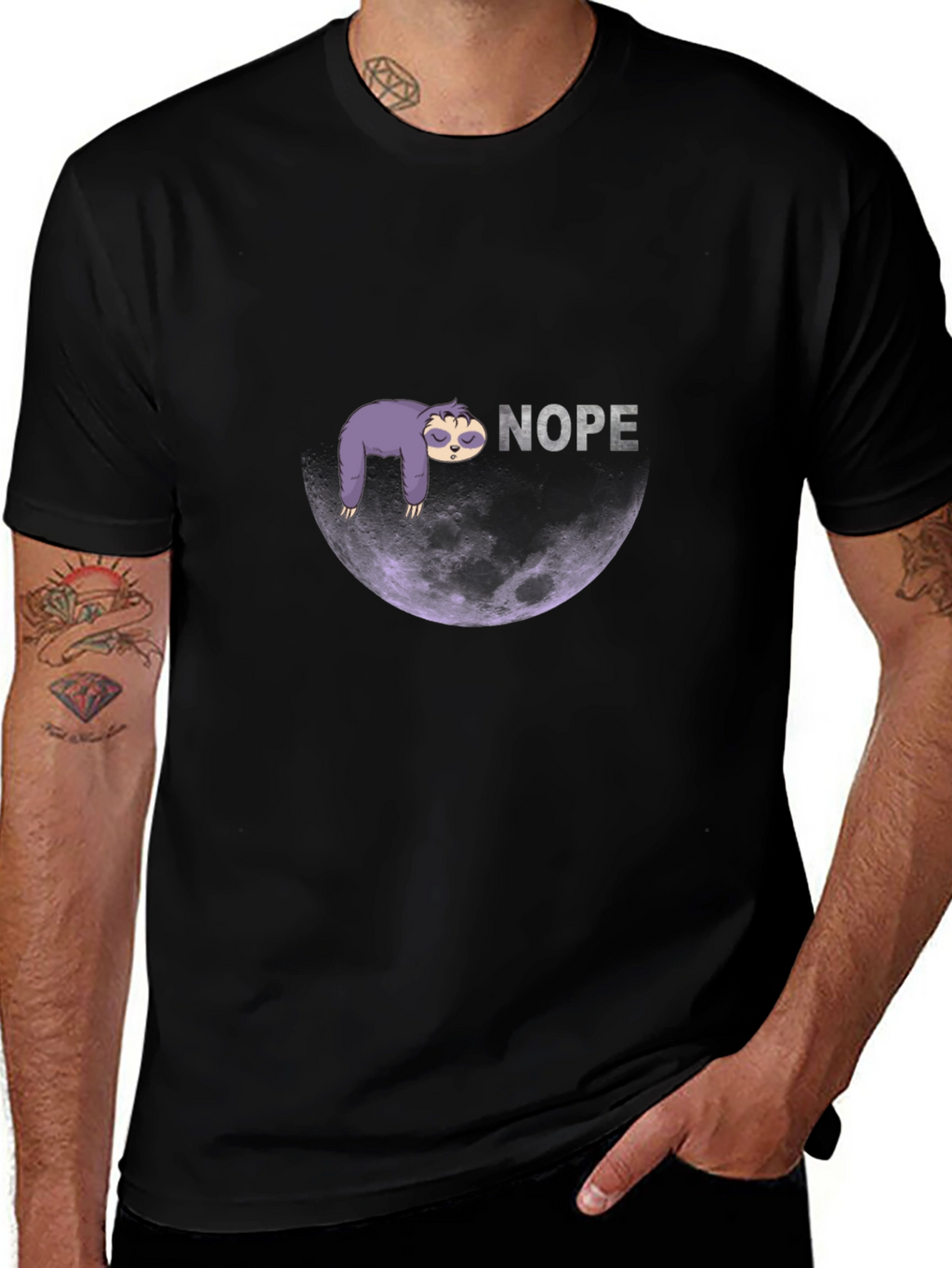 Nope Sloth Graphic Tee - Lazy Moon T-Shirt
