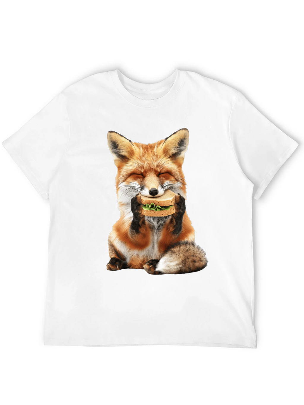 Fox Eating Sandwich Graphic T-Shirt