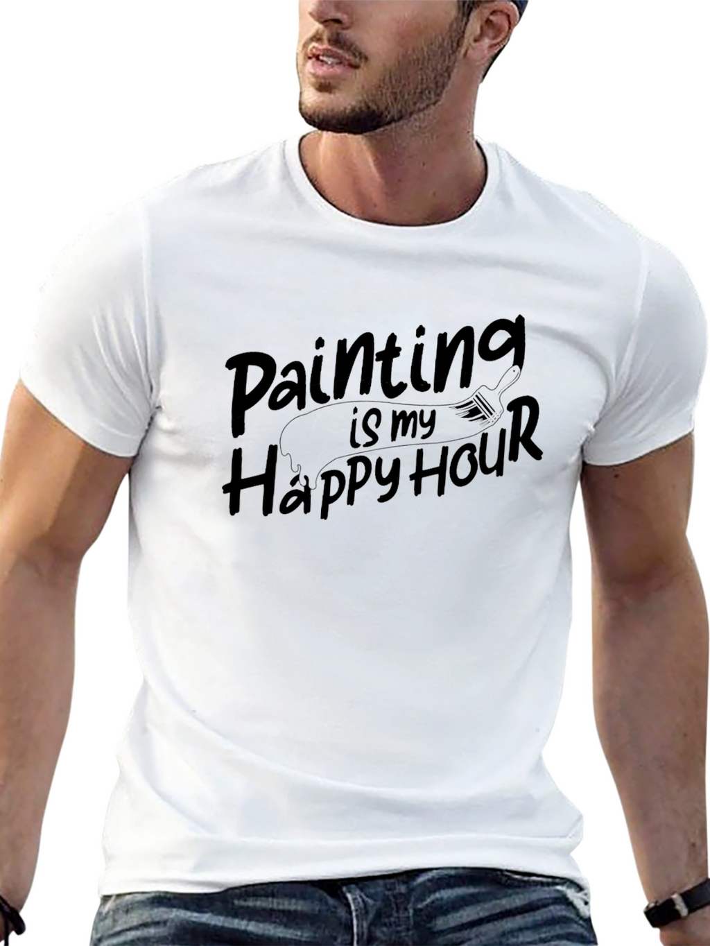 Painting is My Happy Hour Black T-Shirt