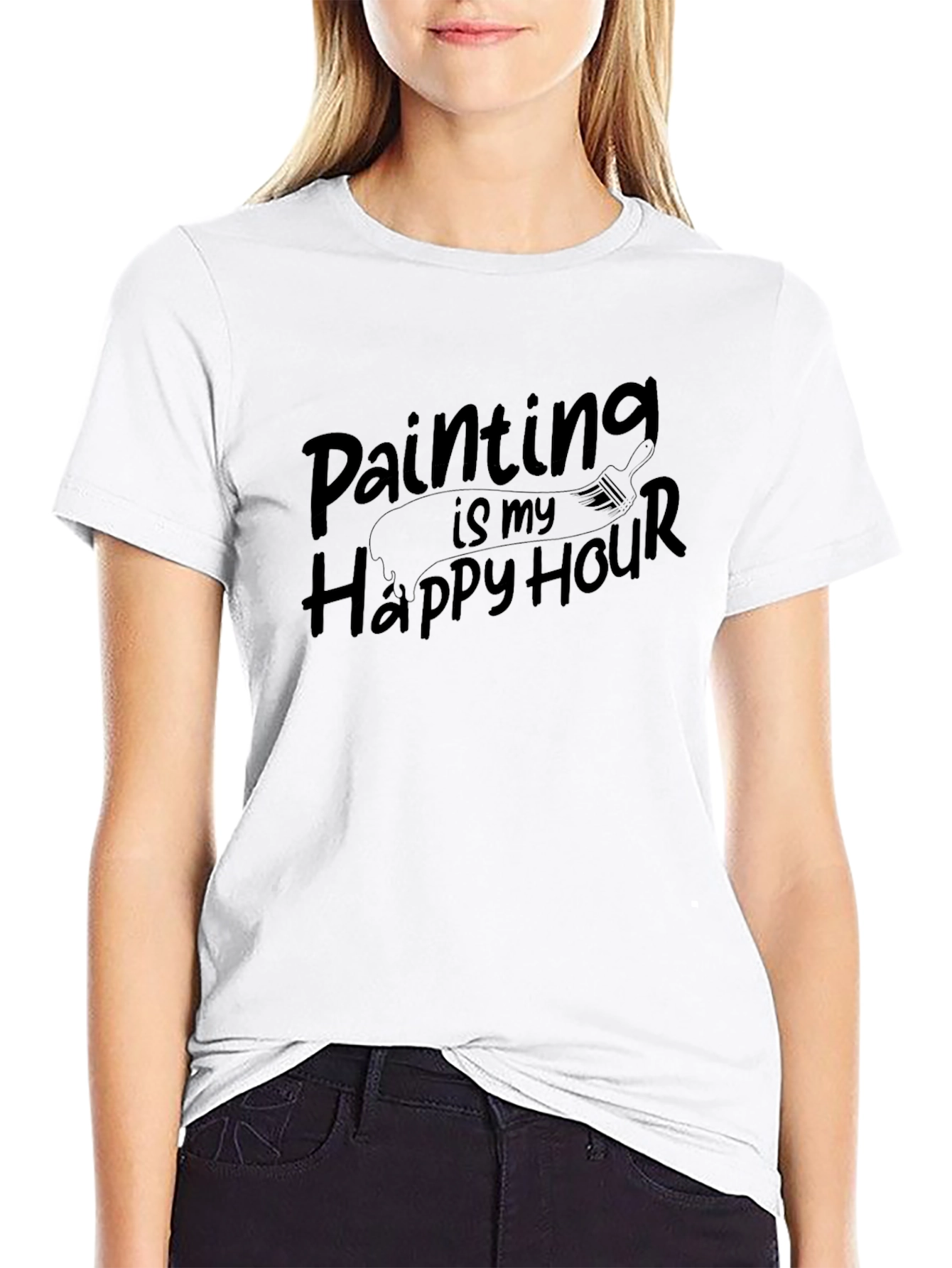 Painting is My Happy Hour Black T-Shirt