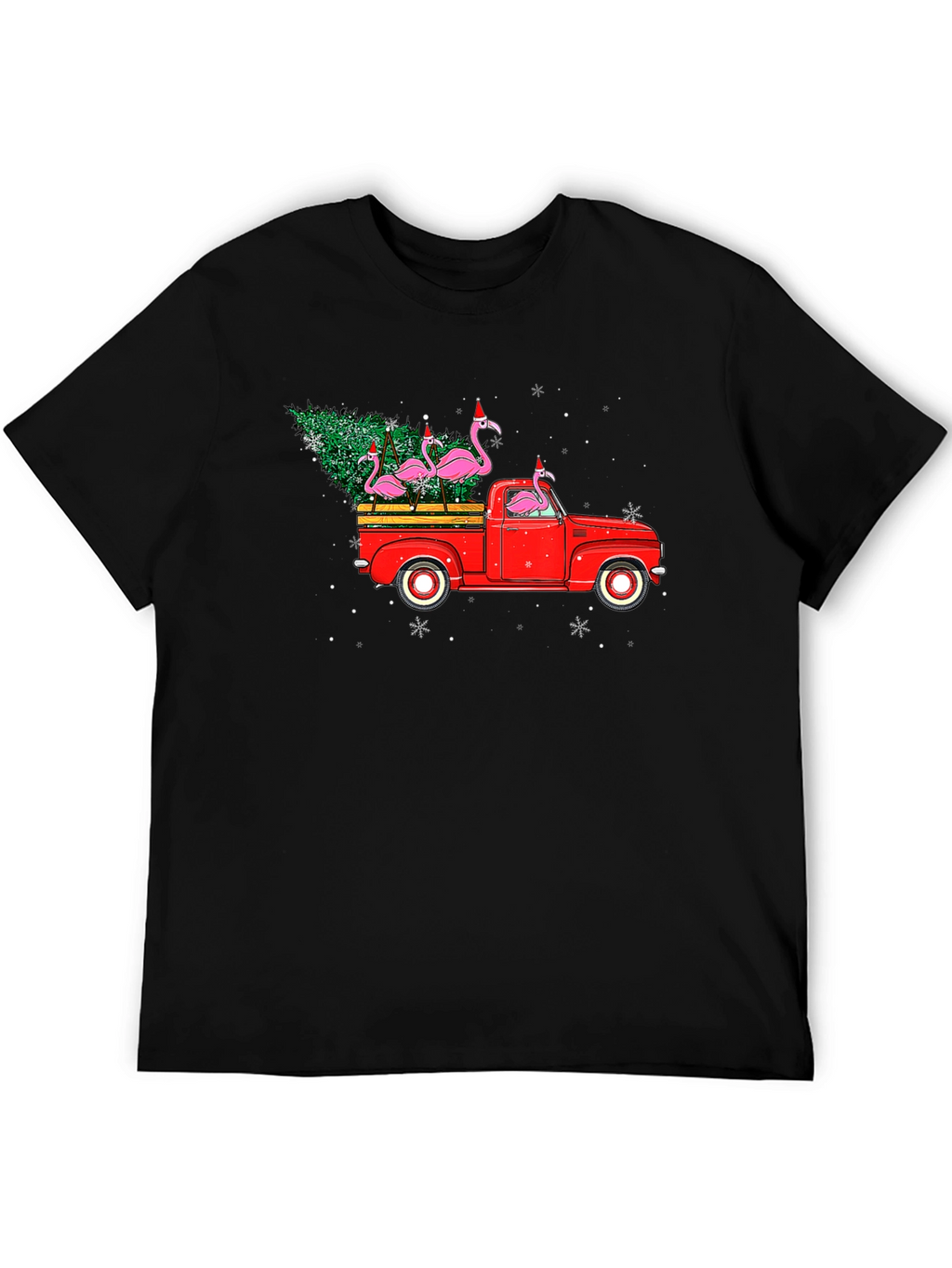 Flamingo Christmas Truck T-Shirt